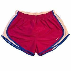 Nike Dri-Fit Tempo Running Shorts Women’s Size Large Brief Lined Pinks and Blue